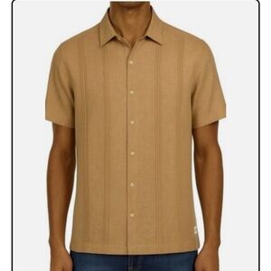 Scotch & Soda Men’s Button Down Linen Blend Tan Shirt